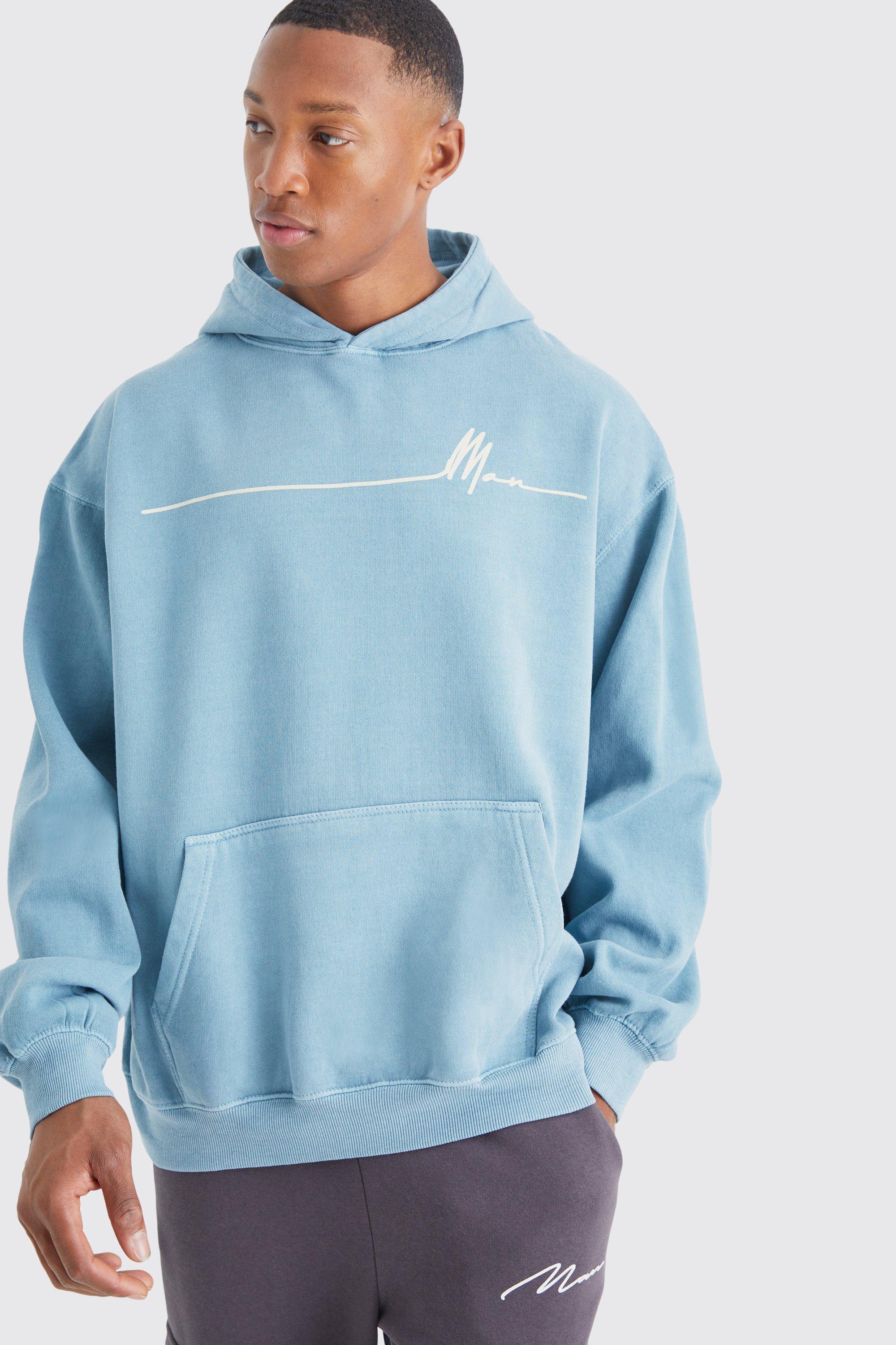 Boohooman light blue outlet hoodie